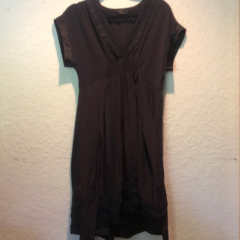 BCBG black silk dress with slip sz 8